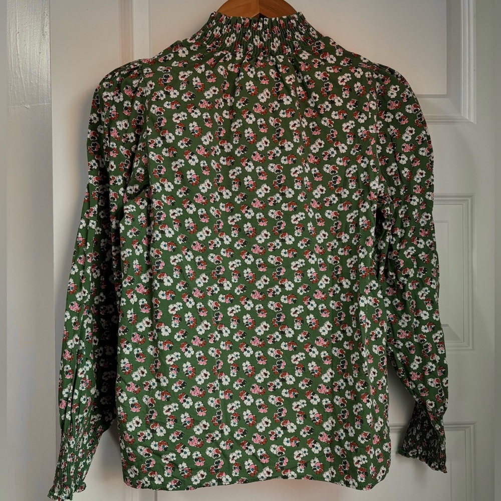 Boden Floral Green Long-Sleeve Women’s Blouse - Picture 2 of 4
